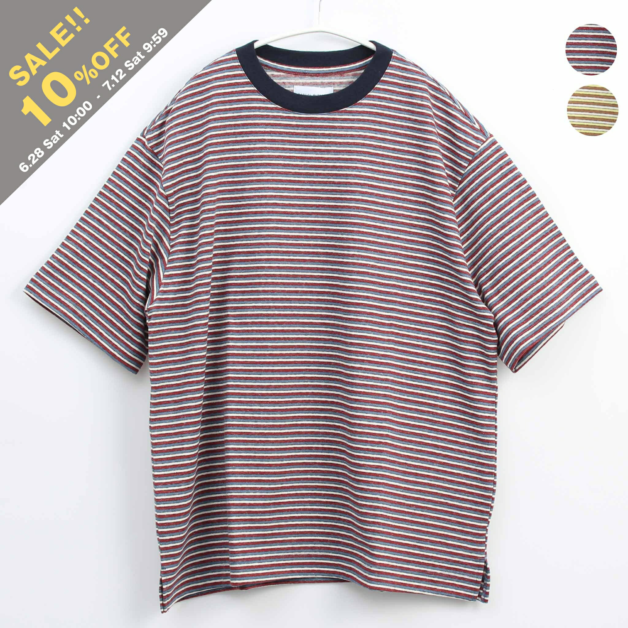 楽天on the corner【SALE！10％OFF】マニュアルアルファベット MANUAL ALPHABET 半袖Tシャツ MULTI BORDER SS TEE [マルチボーダー ショートスリーブTシャツ] メンズ MA-C-251【国内配送】【メール便】【メール便】