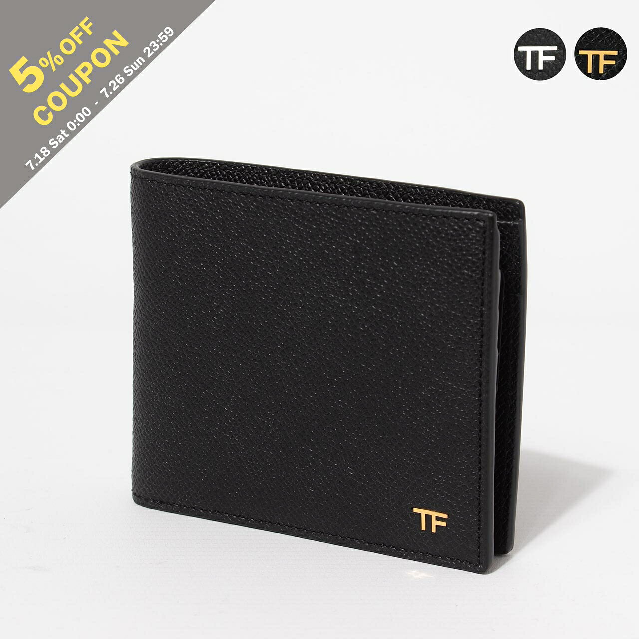 トムフォード TOM FORD 財布 二つ折り財布（小銭入れ付き） SMALL GRAIN CALF T LINE CLASSIC BIFOLD COIN WALLET メンズ YM278 LCL081G / LCL081S