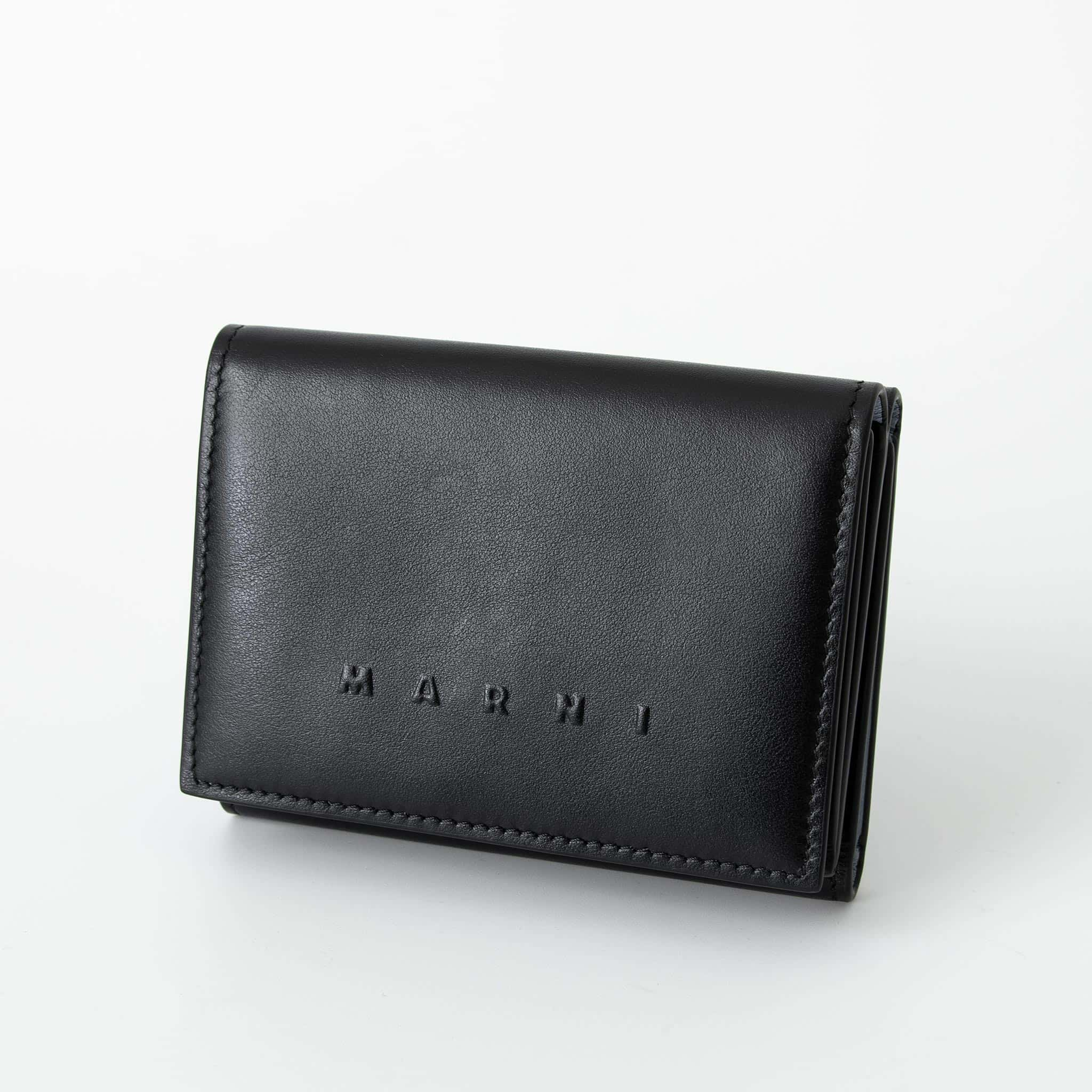 マルニ 財布 メンズ マルニ MARNI 財布 メンズ 三つ折り財布 ブラック TRIFOLD PFMI0097Q0 P5298 00N99 BLACK【ミニ財布】