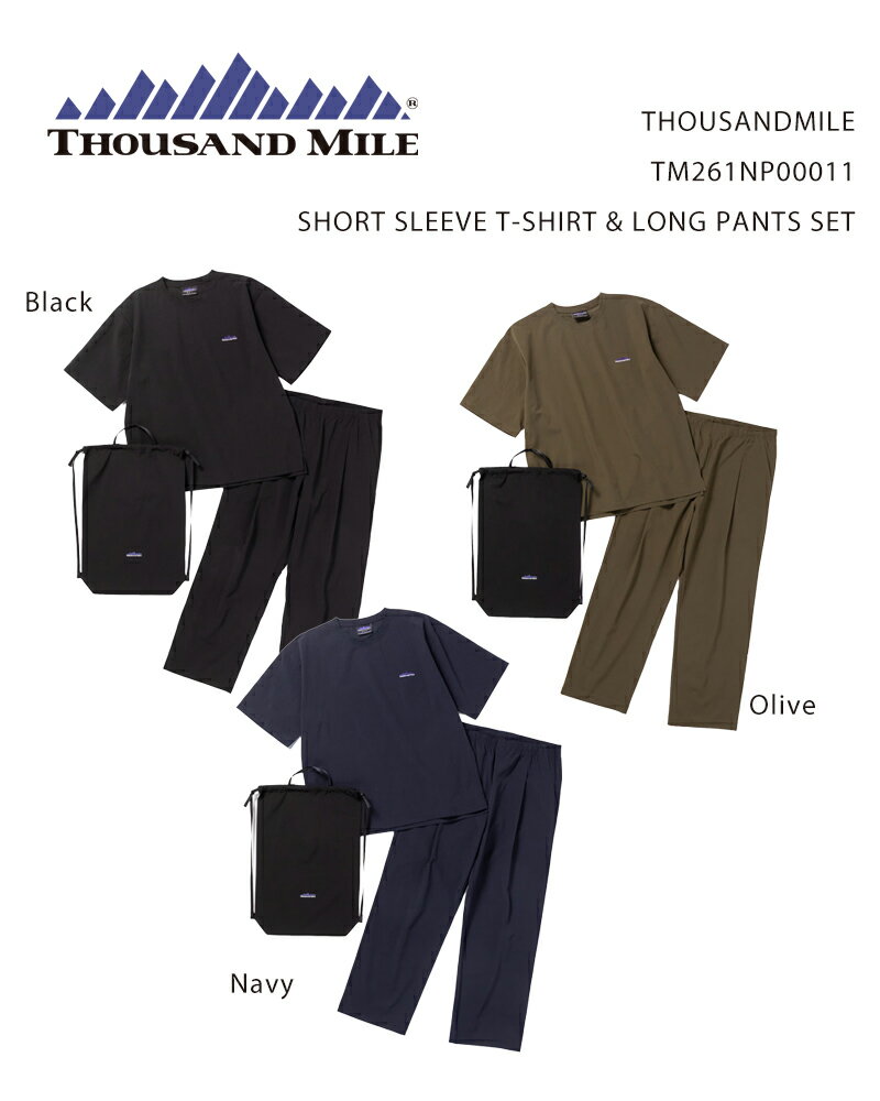 Rakuten - THOUSANDMILE TM261NP00011 SHORT SLEEVE T-SHIRT & LONG PANTS SET / サウザンドマイル ショートスリーブTシャツ＆ロングパンツセット【3点セット】