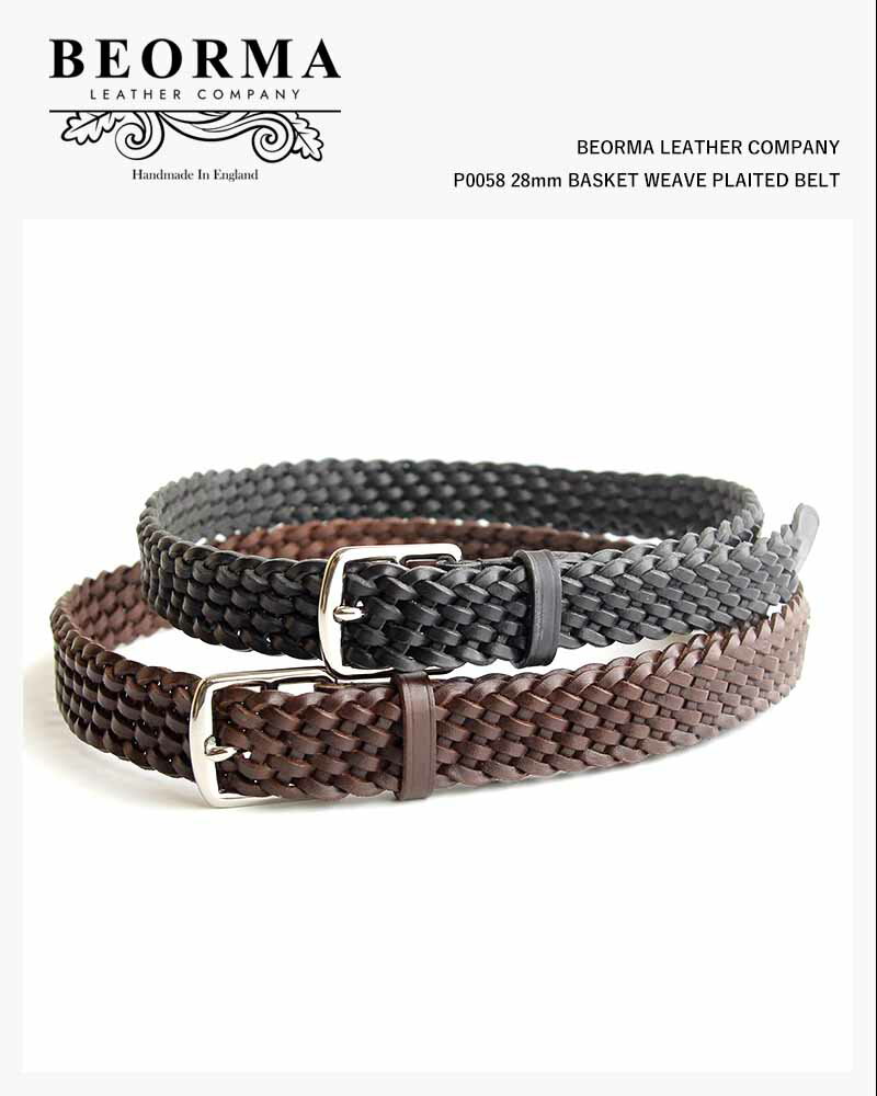 BEORMALEATHERCOMPANYP005828mmBASKETWEAVEPLAITEDBELT/٥ޥ쥶ѥˡ28mmå٥