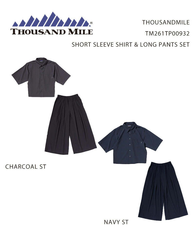 THOUSANDMILE SHORT SLEEVE SHIRT & LONG PANTS SET TM261TP00932 / サウザンドマイル ショートスリーブシャツ＆ロングパンツセット ストライプ