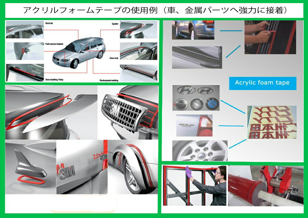 3MVHB5952アクリルフォーム構造用接合テープ両面テープ屋内/屋外両用多用途超強力(12mmx16.5m)
