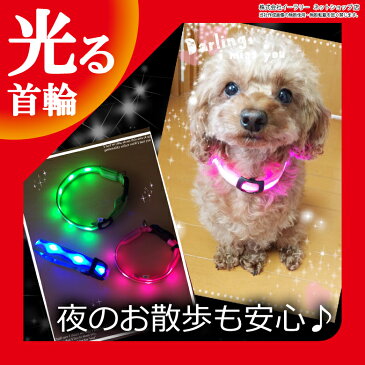 送料無料 犬 首輪 光る 光る首輪 LED キラキラ光るバンド S/M/Lサイズ アームバンド 夜間 散歩 ジョギング ウォーキング きらきらバンド 事故防止 交通安全 ER-DGLED