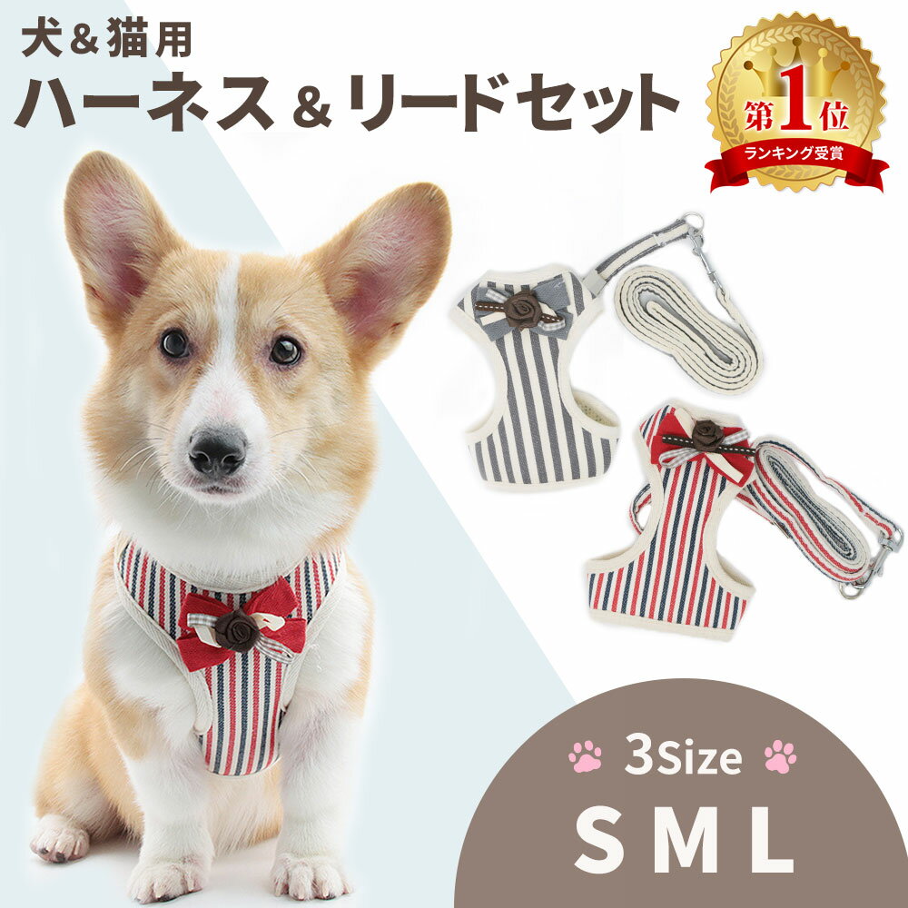 犬 ハーネス リード セット S/M/Lサイズ 小型犬 中型犬 ハーネスリードセット ペットハーネス 犬 ハーネス リード ペット用品 散歩 お出かけ 胴輪 簡単着脱 リラックス おしゃれ ER-DGFBのサムネイル