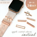 イニシャルチャーム アップルウォッチチャーム 選べる2個セット ローズゴールド apple watch かわいい おしゃれ applewatch SE series 7 6 5 4 3 2 1 推し活 カジュアル フォーマル 女性 プレゼント ギフト キラキラ