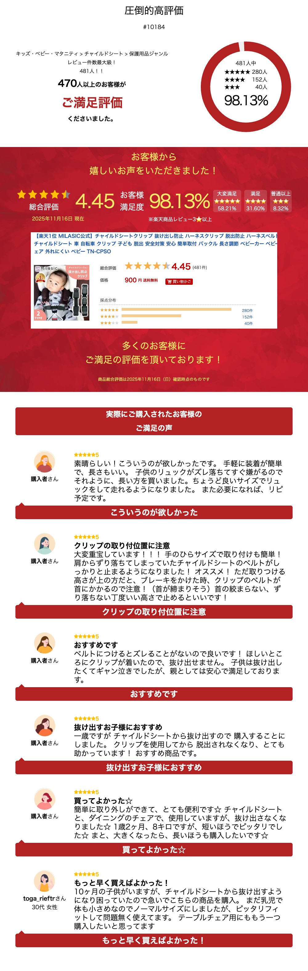 【楽天1位 MILASIC公式】チャイルドシートクリップ 抜け出し防止 ハーネスクリップ 脱出防止 ハーネスベルト チャイルドシート 車 自転車 クリップ 子ども 脱出 安全対策 安心 簡単取付 バックル 長さ調節 ベビーカー ベビーチェア 外れにくい ベビー TN-CPSO 3