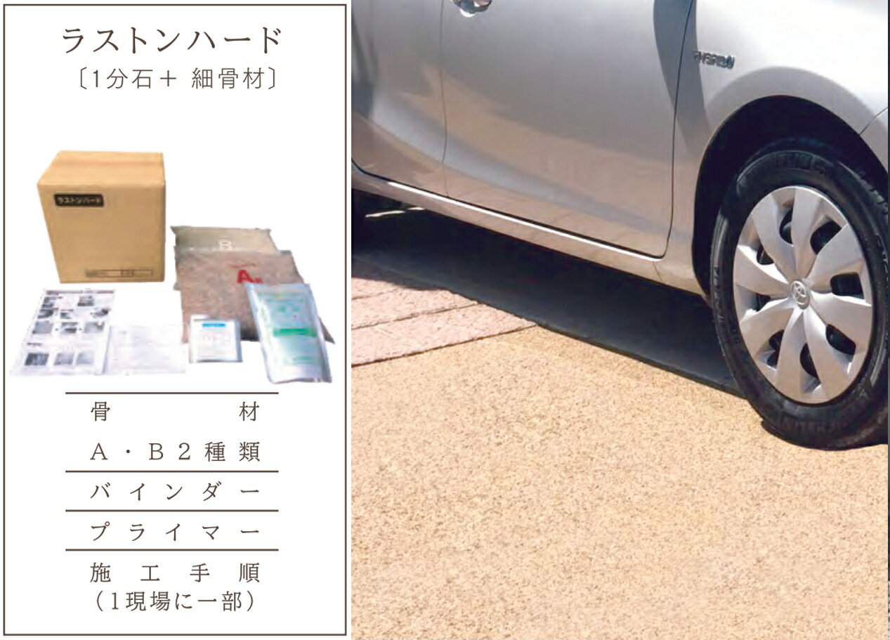 Rakuten - 天然石透水性舗装材 ラストン ハードセット 駐車場対応 16kg 畑中産業 天然石 舗装材