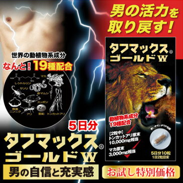 マカ 亜鉛 トンカットアリ配合『タフマックスゴールドW 5日分』冬虫夏草 亜鉛 すっぽん 300円 ポッキリ 活 試し 剤 産 男性用