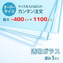 【オーダーサイズ】透明ガラス厚さ5ミリ：400ミリ×1100ミリ以内のガラスのサイズオーダー製作：全周ミガキ加工済み【…