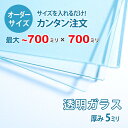 ■この商品について透明ガラス(フロートガラス)は、ガラスの中でも最も一般的に使用されているガラスです。テーブル天板の傷や汚れ防止のためにテーブルの上にのせるガラス天板や、窓や家具のガラス、洋服店などのお店の商品陳列棚としてよく利用されています。■ガラスの断面の加工についてガラスの切断面はツヤが出て高級感がアップするミガキ加工を施してあります。通常ガラスの切断面は手が切れやすくなっていますが、ミガキ加工をすることで手が切れる心配もありません。安全にお取り扱いいただけます。■厚さ10ミリ以上をお求めのお客様へテーブル天板やガラスの棚に使うために厚さ10ミリのガラスをお求めの方もいらっしゃいますが、8ミリでも問題ないケースがほとんどですので8ミリをお選びください。■製作可能な条件について最大サイズは70×70センチまで製作可能です。※ご購入はミリ単位での指定が出来ます。■ご購入方法についてオーダーメイド指定をいただくサイズをご記入の上、ご注文ください。■送料について全国一律で配送料無料です。■納期についてご注文からお届けは1週間程度でお送りしています。※ゴールデンウィークやシルバーウィーク、年末年始などの長期休暇の場合、お時間がかかる場合があります。■保証のサービスについて3つの安心保証があるので安心してご注文いただけます。(1)運送中に破損しても保証配送中の破損（割れ、ヒビ、欠け等）は、商品到着後14日以内にご連絡下さい。最短納期で新しい商品と交換します。(2)サイズを間違えても保証お客様が誤ってガラスのサイズを間違えた場合でも商品到着後90日以内なら、最大20,000円まで当社負担で再製作します。(3)ご自身でガラスを割っても保証お客様が誤ってガラスを割られた場合でも商品到着後90日以内なら、割れたガラスの再製作に必要な代金を最大30,000円まで当社負担で製作します。