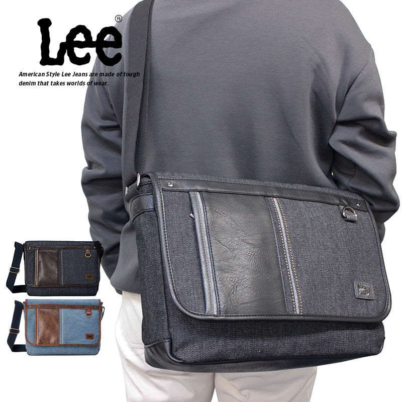 Lee バッグ メンズ ポイント10倍 リー Lee フラップ ショルダーバッグ シンボル symbole 320-3266/月間優良ショップ 斜め掛け ミニメッセンジャーバッグ かぶせ 肩掛け デニム かっこいい カジュアル メンズバッグ ブラック ネイビー ブルー シンプル 機能性 普段使い