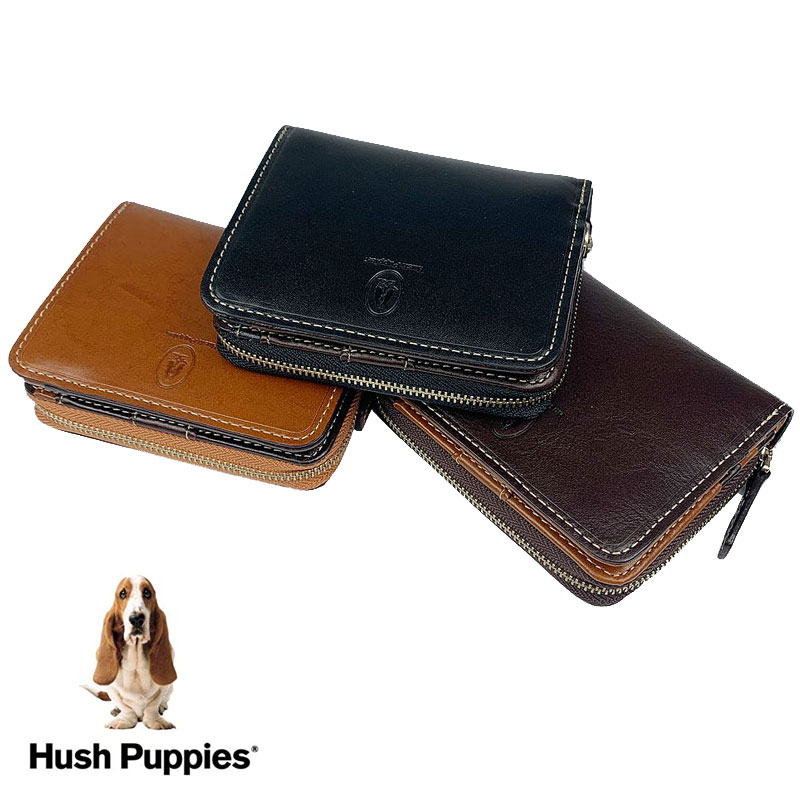 ハッシュパピー Hush Puppies 本革　レザー ラウンドファスナー 二つ折り財布 サイフ メンズ　HP0346/月間優良ショップ