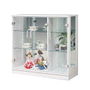 【在庫処分限定1台(WH)】コレクションケース コレクションボード 幅90 完成品 ホワイト色 アウトレット家具 おしゃれ ロータイプ 可動棚 白 ガラスケース【開梱設置付き】