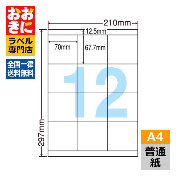 CL-11(VP5) ラベルシール 12面 86.4×42.3mm 2500シート 余白あり A4 宛名ラベル マルチタイプラベル 普通紙 レーザープリンタ インクジェットプリンタ 兼用 CL11 タックシール