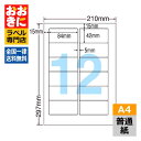 PSA210 ラベルシール タックシール A4判 12面 1片サイズ84.0mm×42.0mm 上下左右余白あり 宛名ラベル 宛名シール ナナワード 普通紙ラベ...