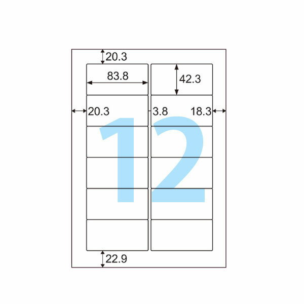 ヒサゴ SB961 ラベルシール A4/12面 1000シート