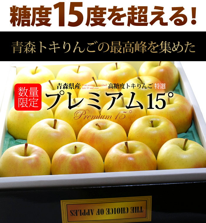 トキ林檎プレミアム15°(約10kg)青森産 特選 贈答用 ギフト 糖度15度以上選果 ときリンゴ リンゴ 林檎 食品 フルーツ 果物 りんご 送料無料