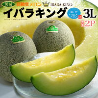 イバラキング 3L×2玉 (約2.5kg) 茨城産 秀品 茨城王 メロン めろん 大玉 ほこた 鉾...