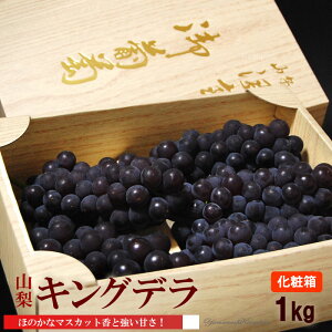 キングデラ(約1kg)山梨産 糖度20度 強烈な甘さの種無しぶどう 食品 フルーツ 果物 ブドウ キングデラ 送料無料