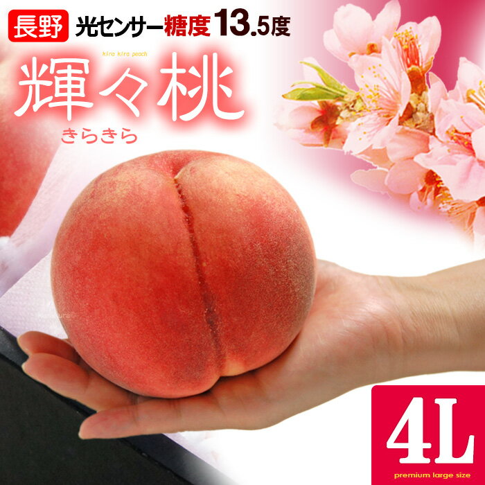 輝々桃 (キラキラ桃) 4L×6玉 (約2.5kg) 長野産 秀品 きらきら桃 桃 もも モモ peach 白桃 糖度13.5度以上 暑中見舞い 残暑見舞い 夏ギフト 食品 フルーツ 果物 桃 ギフト 贈答 お供え 御供え 送料無料