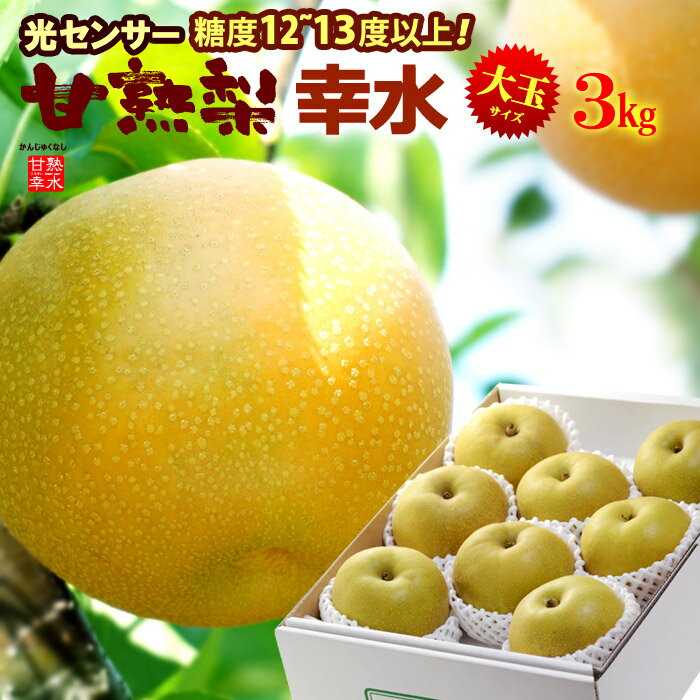 甘熟 幸水梨 3L-5L (約3kg) 産地はお任せ 秀品 梨 なし ナシ pear 光センサー 糖度12度以上 大玉 幸水 食品 フルーツ 果物 和梨 幸水 残暑お見舞い ギフト お供え 御供え 送料無料