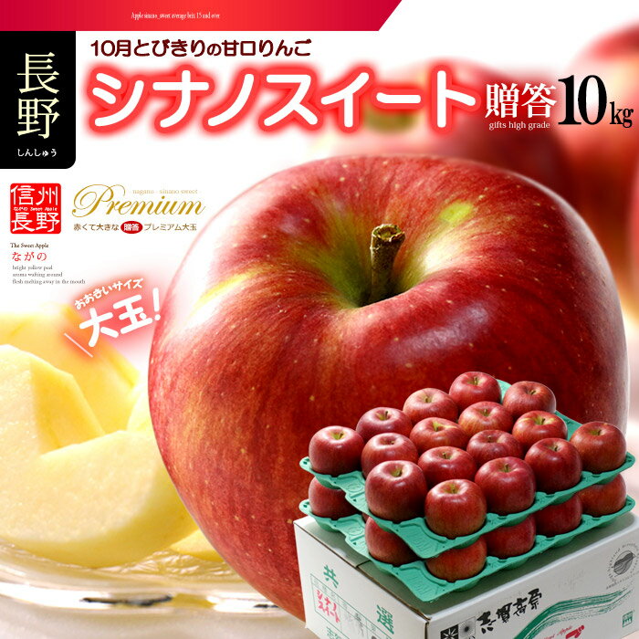 シナノスイート (約10kg) 長野産 秀品 贈答用 ギフト しなの シナノ 信濃 信州 大玉 りんご リンゴ 林檎 apple ringo 食品 フルーツ 果物 りんご ギフト 贈答 お供え 御供え 送料無料のサムネイル