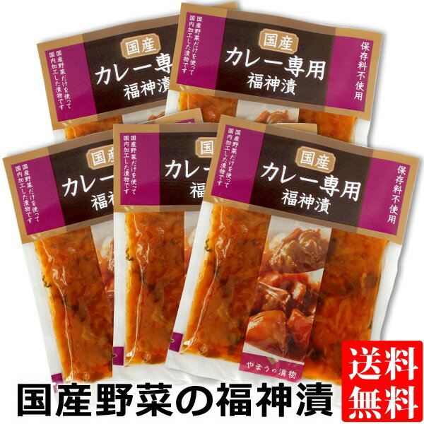 送料無料 メール便 国産野菜のカレー専用 福神漬け 100g 5袋国産 漬物 福神漬 カレーのお供 天然色素 カレーライス ご飯のお供 まとめ買い