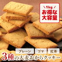 3種の大麦おからクッキー1kg【おおむぎ工房】おから クッキー 大豆 プロテイン ソイ グルテンフリー 小麦不使用 置き換え ヘルシー ダイエット 国産 大麦 食物繊維 腸活 低GI グルテンフリー 国産大麦100% 大麦 モンド ギフト プレゼント お祝い