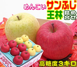 【入り数固定　贈答用】高糖度保障めんこい サンふじ王林詰合せ 贈答用 3キロふじりんご りんご 青森りんご厳選された特選品だけを使用！りんごの本場青森県から産地直送♪お世話になった方への贈り物に！林檎 Apple【お歳暮】甘い 13 フルーツ