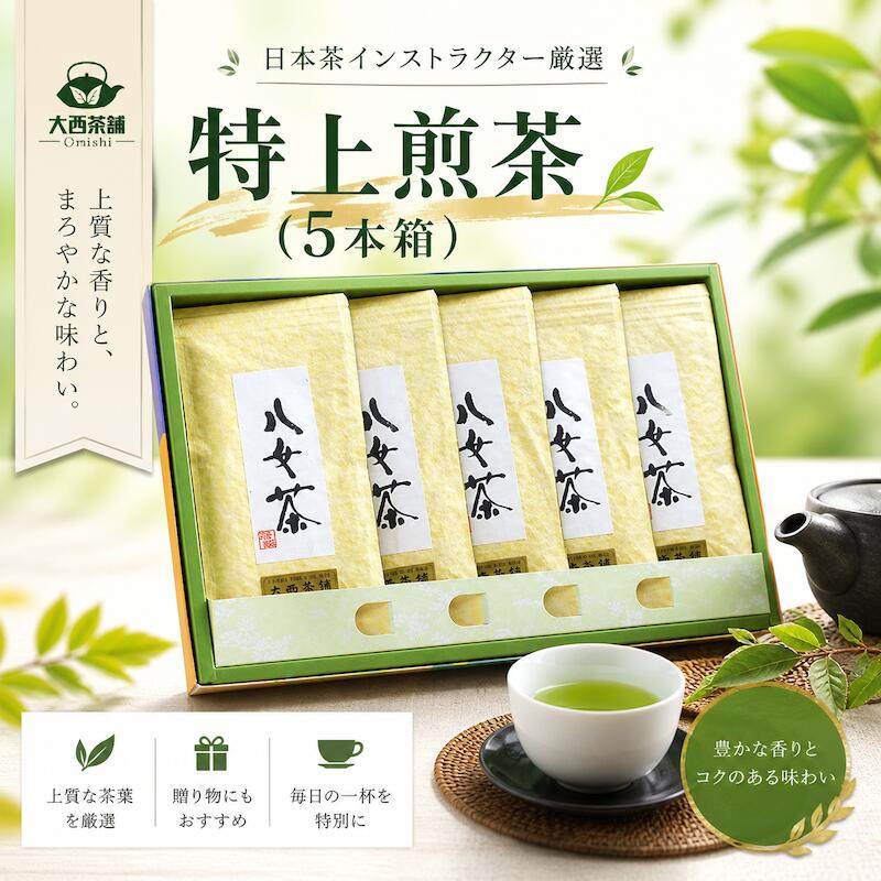 乐天商城 - 《 新茶 2026 》【 特上煎茶 ( 100g ) 極み × 5本 箱セット 】 八女茶 深蒸し 一番茶 緑茶 ギフト 日本茶 大西茶舗 オリジナル 特上 限定品 送料無料 国産 緑茶 お茶 深蒸し茶 冷水茶 深むし がぶ飲み 真空パック ゆうパケット 追跡 お客様用 茶葉 お茶葉 煎茶 高級 上級