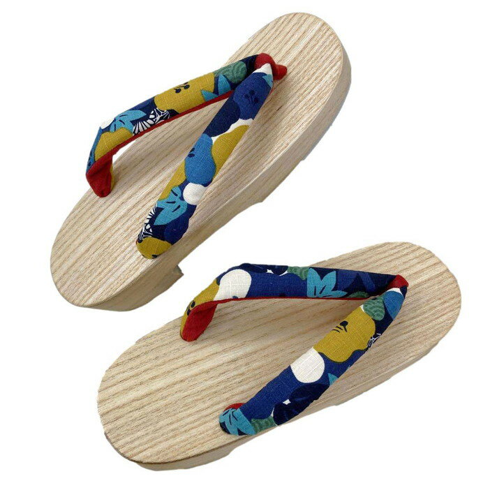 「現品・即納」 阿波の桐下駄 綿シャンタン小紋柄鼻緒 白木 クリア下駄М～Lフリーサイズ No.814 現品商品です。