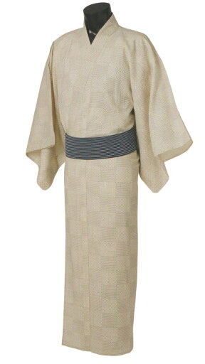 源氏物語ブランド男ゆかた 反物 未仕立品 白絣 No.01