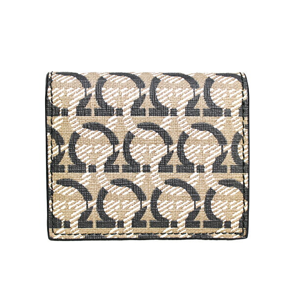 FERRAGAMO フェラガモ コインケース フェラガモ コインケース レザー×ファブリック ベージュ×ブラック【送料無料】【中古】【31558B】