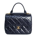 シャネル ハンドバッグ CHANEL シャネル ハンドバッグ 2WAYショルダーバッグ レザー マトラッセ ネイビー ゴールド金具【送料無料】【美品】【D1253】