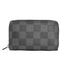 ルイヴィトン ダミエ 財布（レディース） LOUIS VUITTON ルイヴィトン 財布 ジッピーコインパース ダミエ・グラフィット ダミエ・グラフィット ブラック N63076【送料無料】【美品】【D1366】