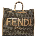 FENDI フェンディ トートバッグ サンシャイン ラージ FFジャカードファブリック ズッカ ブラウン ゴールド金具 8BH372ALVYF1GE3【送料無料】【中古】【D2589】