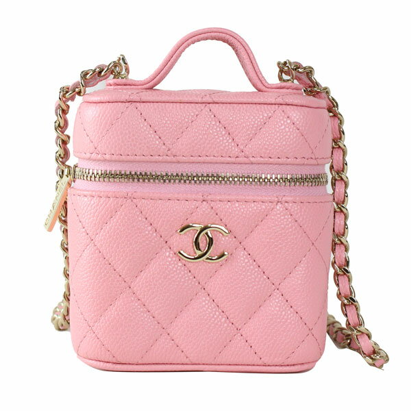 CHANEL シャネル バッグ ココマーク スモールバニティチェーンショルダーバッグ キャビアスキン ピンク ゴールド金具 AP2503【送料無料】【中古】【D3303】