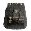CHANEL シャネル リュックサック マトラッセ バックパック デニム/カーフ マトラッセ ブラック ゴールド金具 A93563【送料無料】【中古】【D413...