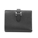HERMES エルメス 財布 ベアンコンパクト エプソン ベアン ブラック シルバー金具 W刻印(2024年製造)【送料無料】【未使用】【D4409】