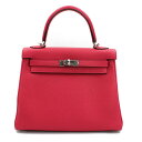 HERMES エルメス 2WAY ケリー25(内縫い) トゴ ケリー フランボワーズ シルバー金具 Z刻印(2021年製造)【送料無料】【未使用】【D4545】(4)