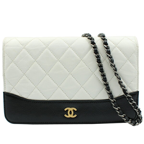 Rakuten - CHANEL シャネル チェーンウォレット ガブリエル ドゥ シャネルチェーンウォレット カーフスキン ホワイト/ブラック ゴールド/シルバー金具 A84839【送料無料】【中古】【D5145】