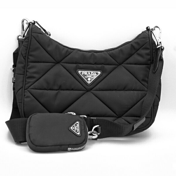 ブラック パデッドRe-Nylon ショルダーバッグ 1BC151