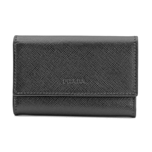 PRADA プラダ 小物 6連キーケース サフィアーノレザー ブラック シルバー金具 M25U【送料無料】【中古】【D5671】