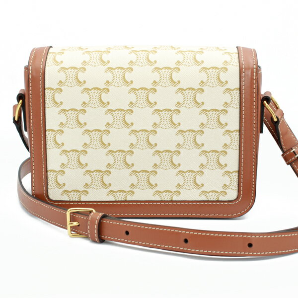 CELINE セリーヌ バッグ ティーン トリオンフバッグ トリオンフキャンバス×カーフスキン ホワイト ゴールド金具 188882BZ4.01BC【送料無料】【中古】【D5773】