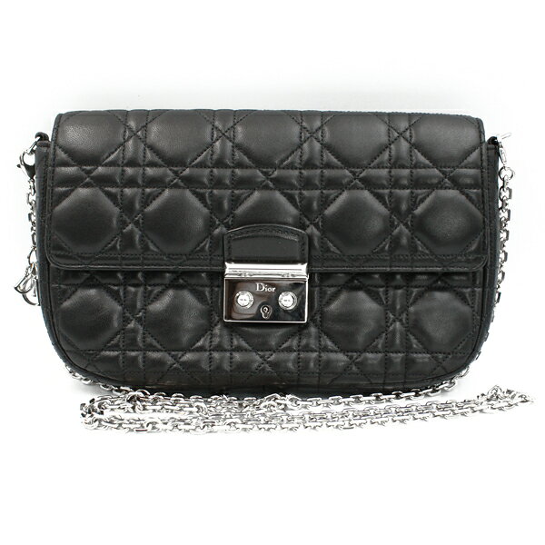 Rakuten - Christian Dior ディオール バッグ ミスディオール カナージュ チェーンウォレット ラムレザー ブラック シルバー金具【送料無料】【中古】【D5816】