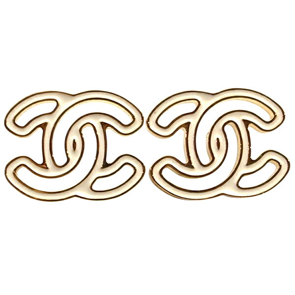 乐天商城 - CHANEL シャネル ピアス ココマークピアス メタル/レジン ココマーク ゴールド/ホワイト ゴールド金具【送料無料】【中古】【D6004】