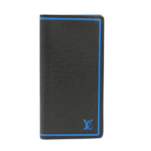 LOUIS VUITTON ルイヴィトン 財布 ポルトフォイユ・ブラザ タイガ タイガ ブラック×ブルー シルバー金具 M63300【送料無料】【中古】【D6026】(4.0)