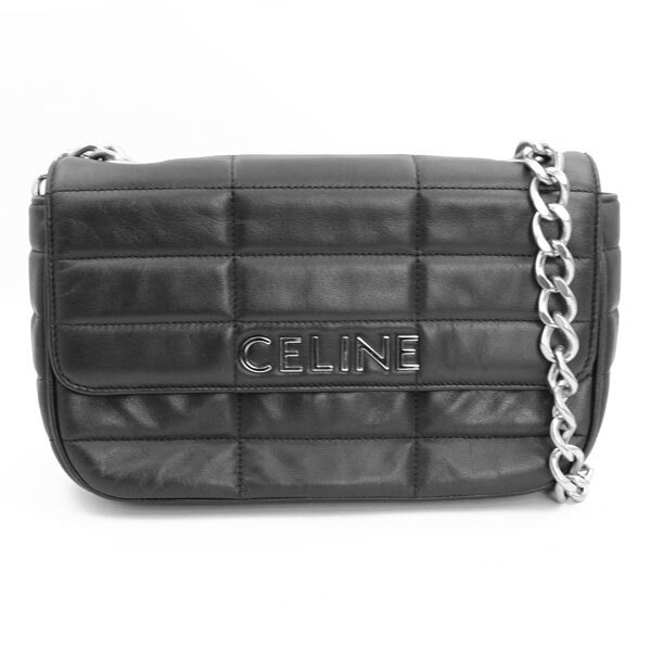 乐天商城 - CELINE セリーヌ バッグ モノクローム チェーンショルダー カーフ シルバー金具 111273EPZ【送料無料】【中古】【D6139】