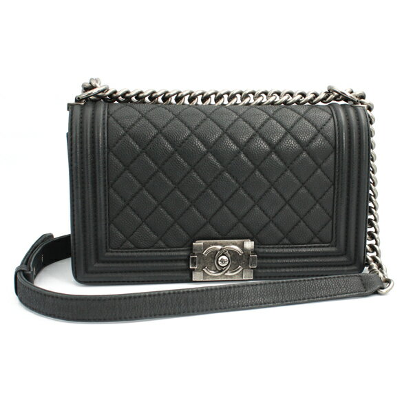 CHANEL シャネル バッグ ボーイシャネルハンドバッグ ソフトキャビアスキン ブラック ガンメタル金具 A67086【送料無料】【中古】【D6282】